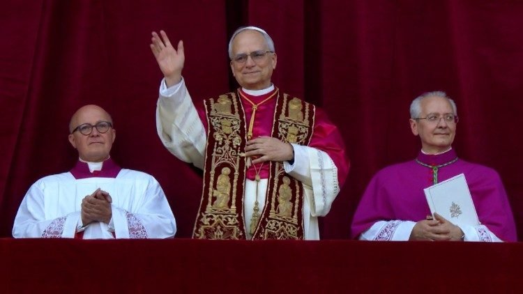 “Pope Leo XIX waving from the balcony after his election announcement – Habemus Papam 2025.”