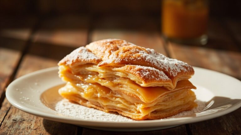Discover Milhojas de Dulce de Leche—Argentina’s iconic layered dessert made with golden puff pastry and creamy dulce de leche. A sweet tribute to Pope Francis’ heritage.