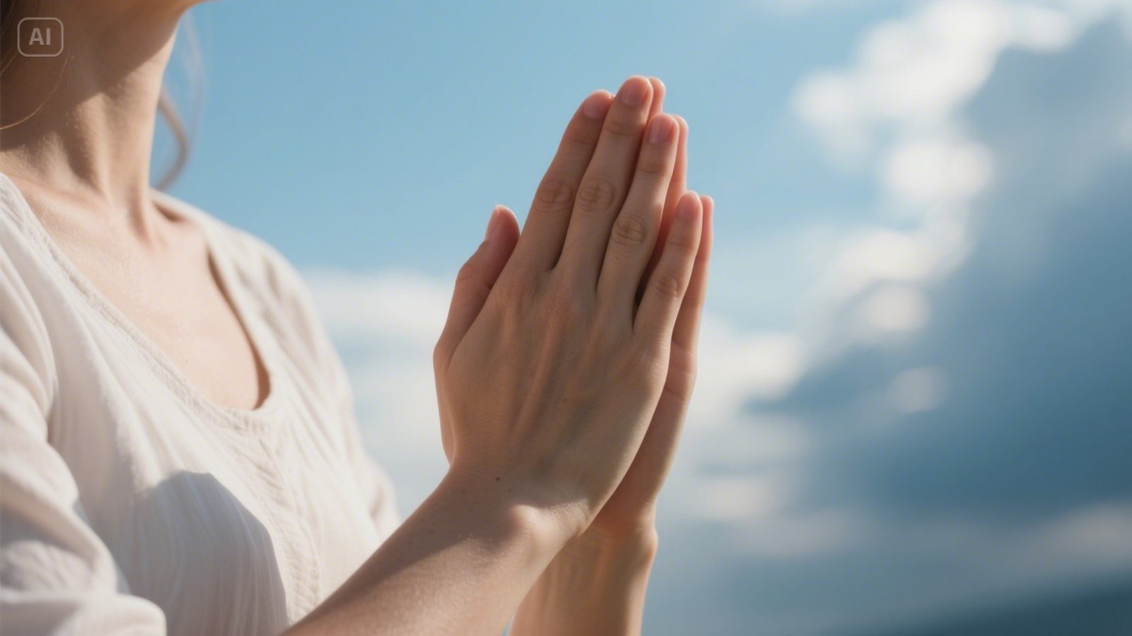 Person praying at sunrise, symbolizing unceasing prayer and connection with God.