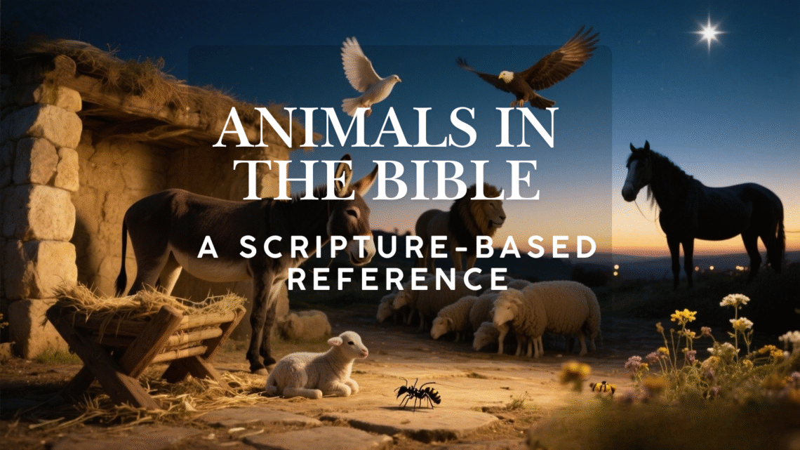 Illustration representing animals mentioned throughout the Bible, symbolizing creation, biblical teachings, and spiritual meaning found in Scripture