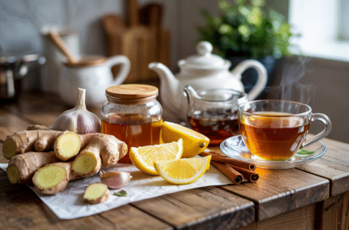 Parents caring for a child during flu season with focus on hydration, rest, and early attention to symptoms