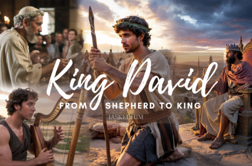 Biblical depiction of David as a shepherd reflecting on faith and trust in God during the Christmas season