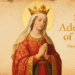 Sacred icon of Saint Adelaide of Italy wearing a crown and halo with hands folded in prayer