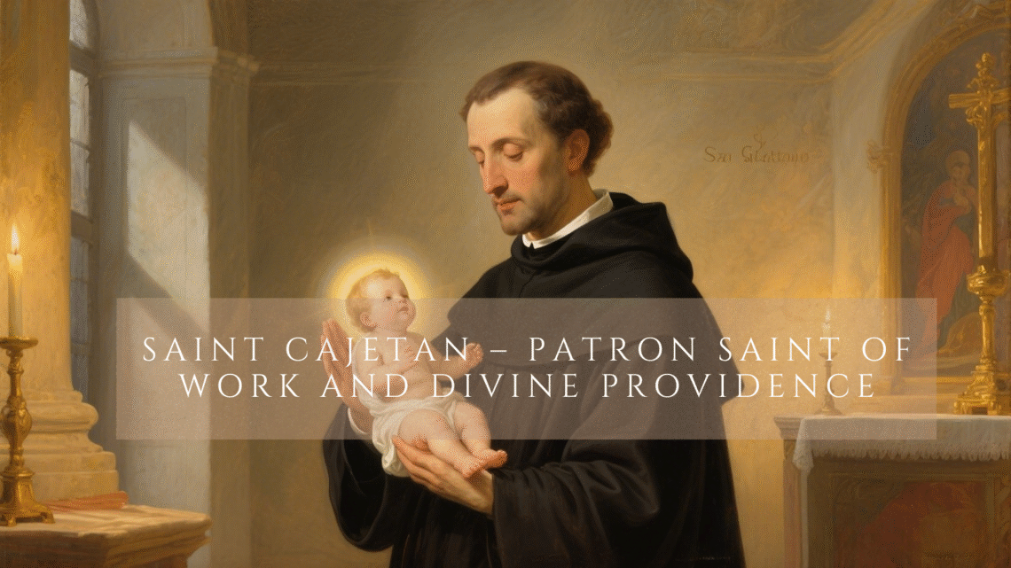 Saint Cajetan holding the Infant Jesus, patron saint of work and the unemployed