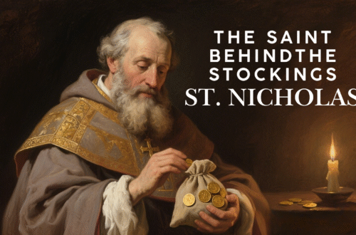 St. Nicholas of Myra holding gold coins, symbolizing the origin of Christmas stockings and his secret acts of charity