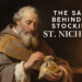 St. Nicholas of Myra holding gold coins, symbolizing the origin of Christmas stockings and his secret acts of charity
