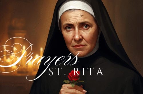 Saint Rita of Cascia holding a red rose, patron saint of impossible cases