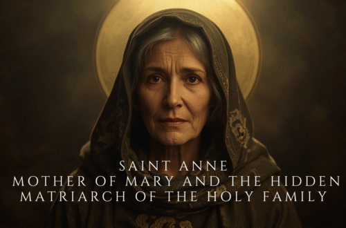 Saint Anne alone in soft golden light, wise and peaceful expression, biblical robes