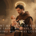 Saint Anthony of Padua holding the Child Jesus and a lily inside a softly lit church, symbolizing purity, divine love, and his role as the patron saint of lost things