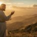Jesus watching over travelers as the sun rises, symbolizing God's protection in Psalm 121.